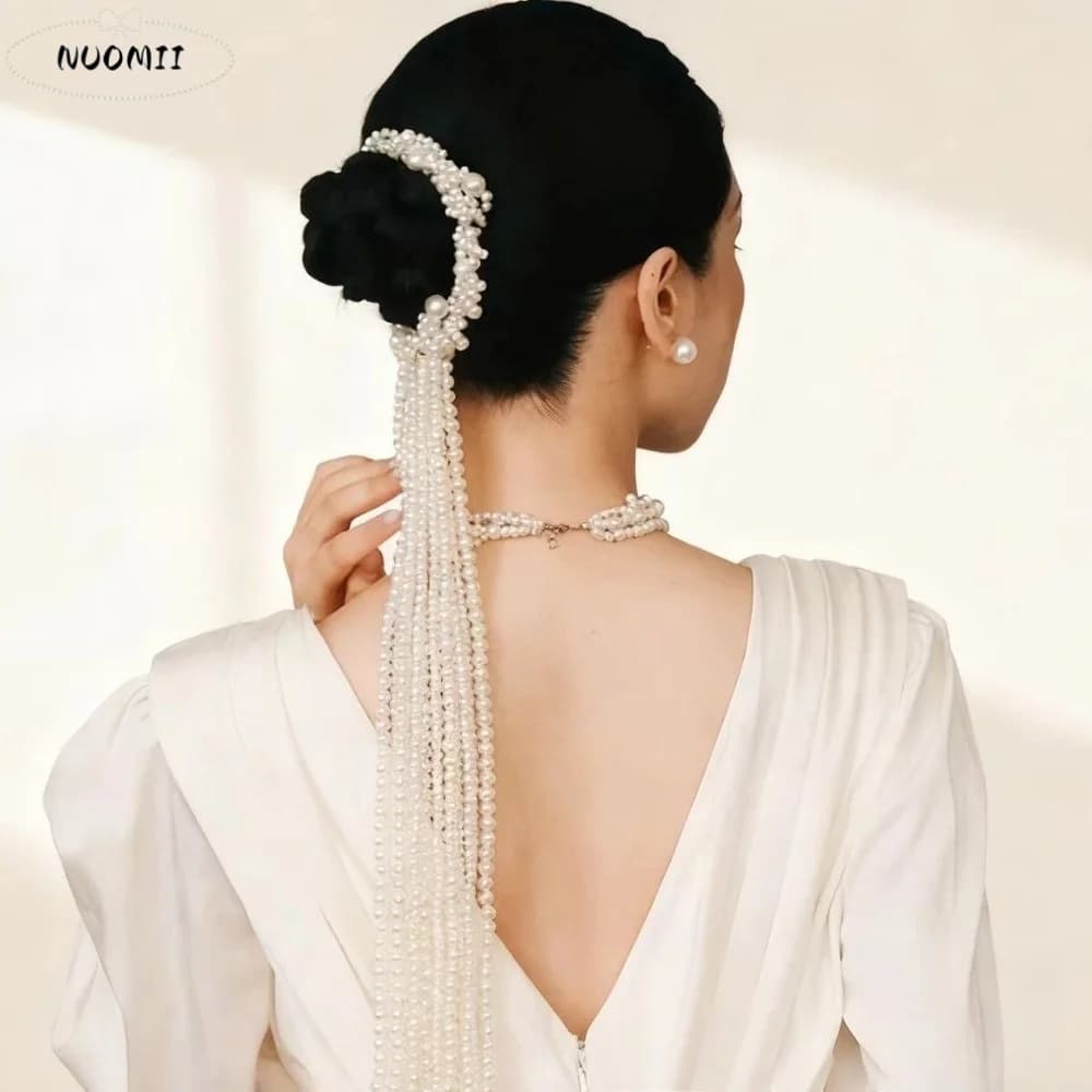 Elegante Fermaglio per Capelli con Perle e Nappine, Accessorio Romantico e Raffinato, Lussuoso e Delicato per Spose, Decorazione per Abiti da Sposa