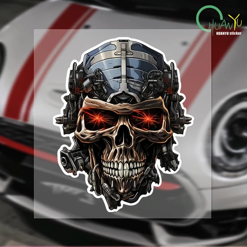 2024 New Design Skeleton Head Car Stickers Auto Door Body Styling Motorcycle Tank Waterproof Decals Computer Skull Decoration