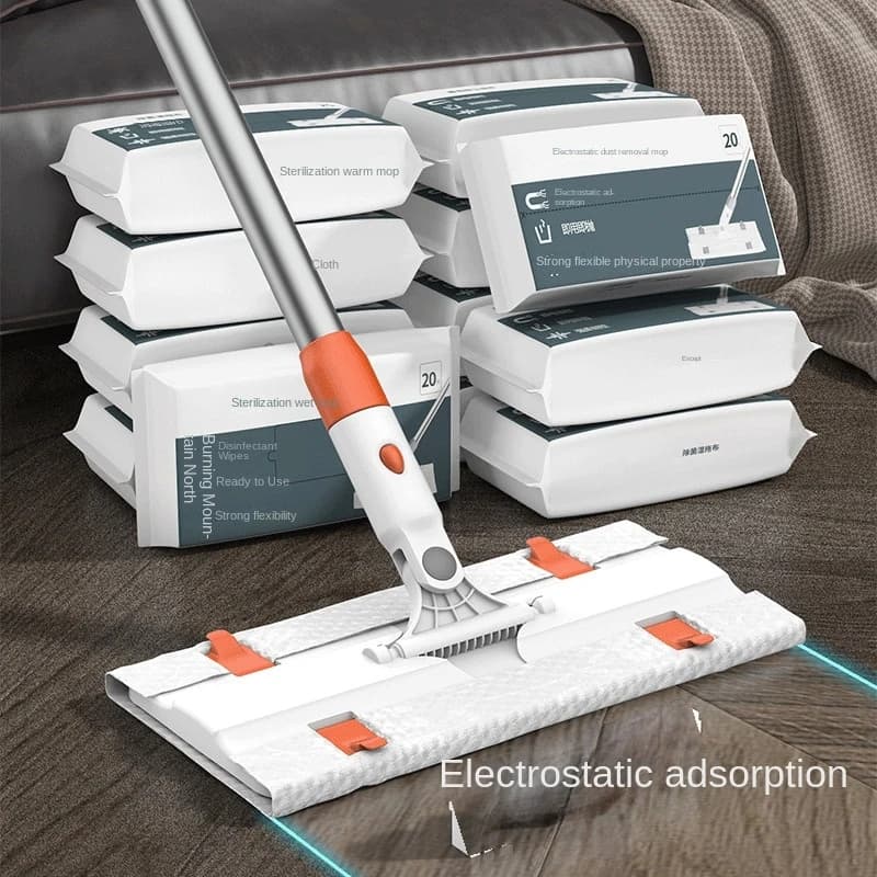 1PCS Electrostatic Dust Mop for Home Use, Hands-Free, Disposable Paper Mop, One-Pass Cleaning, Lazy Person's Floor Mop with Clip