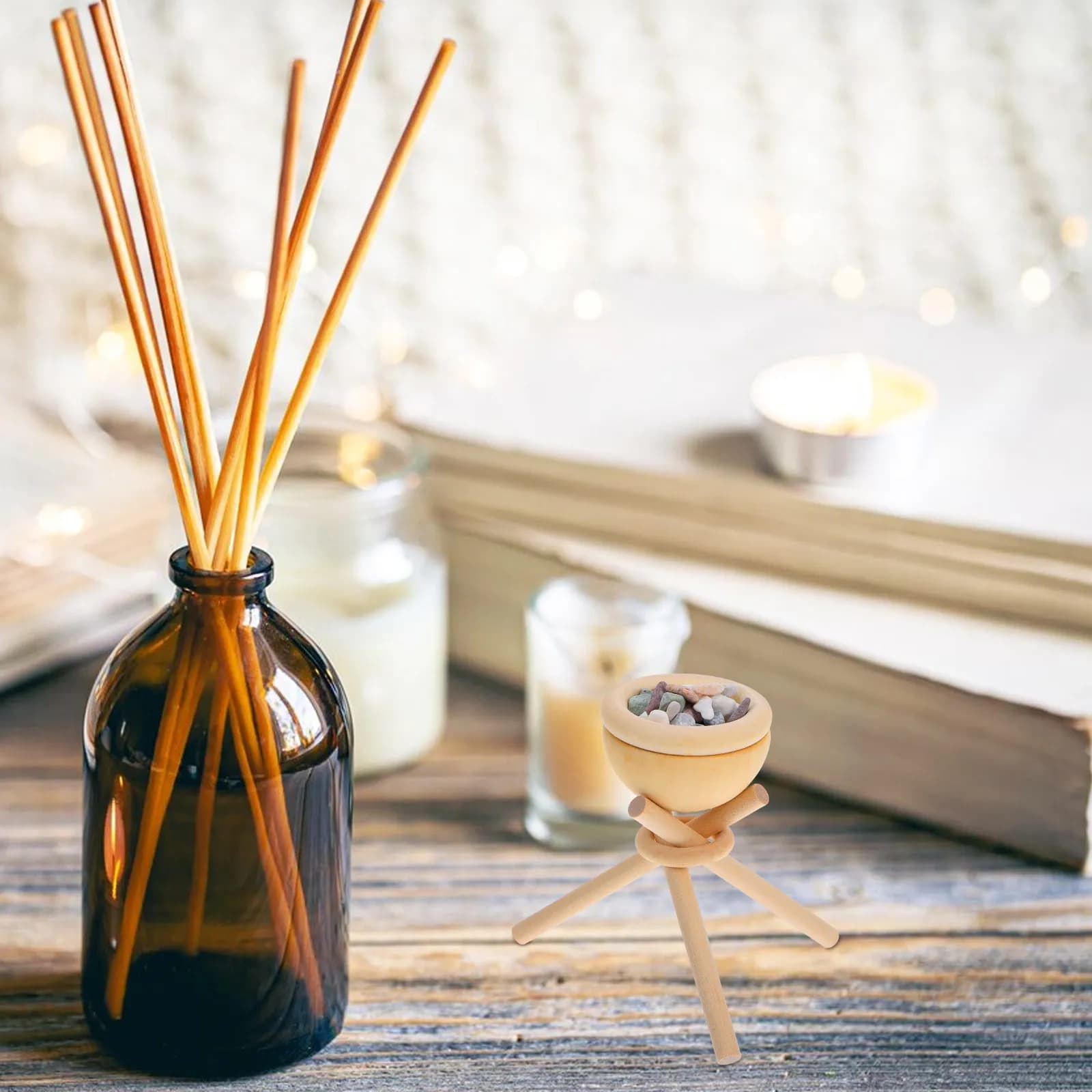 Set Diffusore di Oli Essenziali in Legno Fai-da-Te, Pietra Aromaterapica Senza Fiamma per Casa, Ufficio, Auto, Profumo Naturale a Lunga Durata