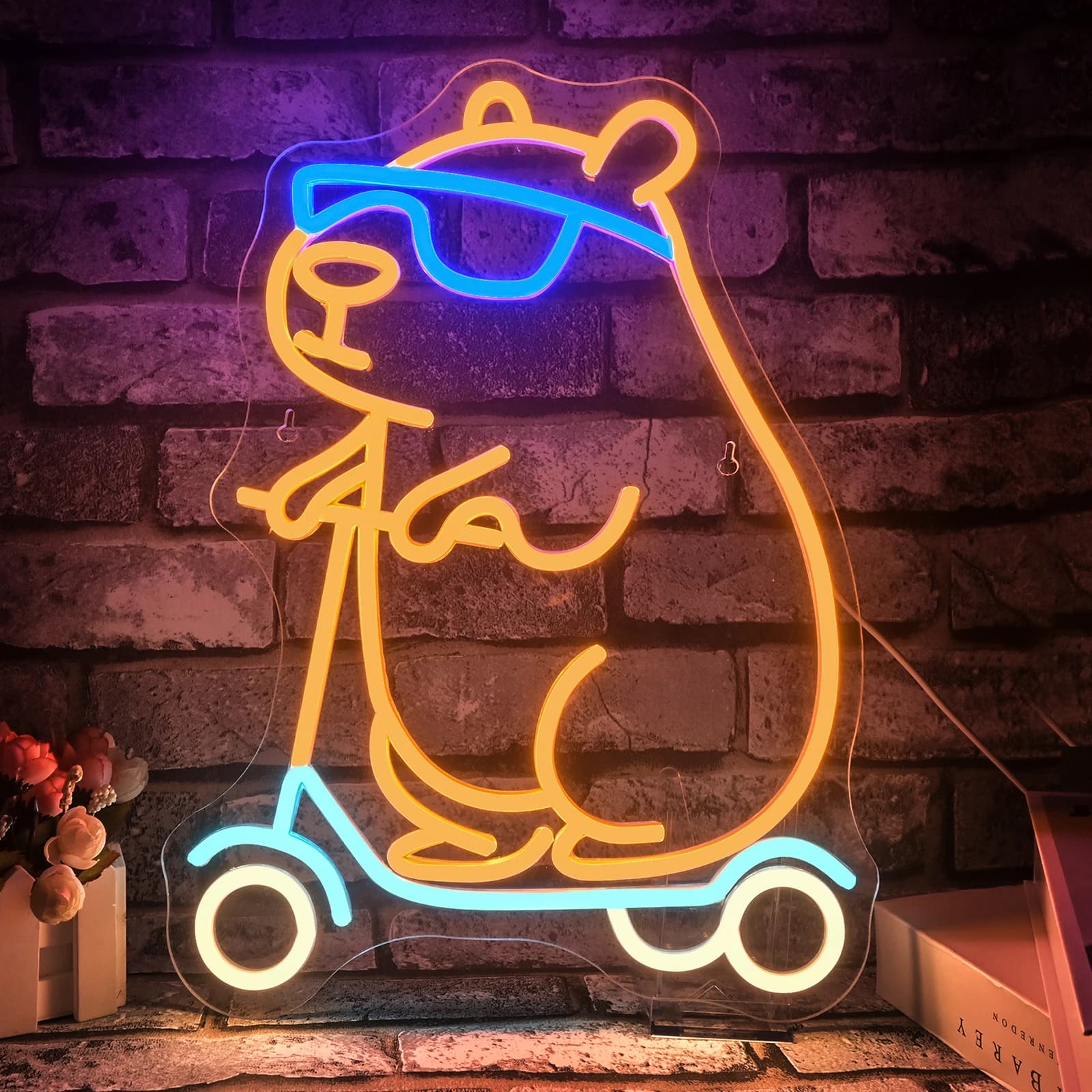 Kapibala Skateboarding Insegne al neon Skateboard personalizzato per Bar Ristorante Uomo Sala giochi Decor Wall Art Dimmer 5/12V Alimentazione USB