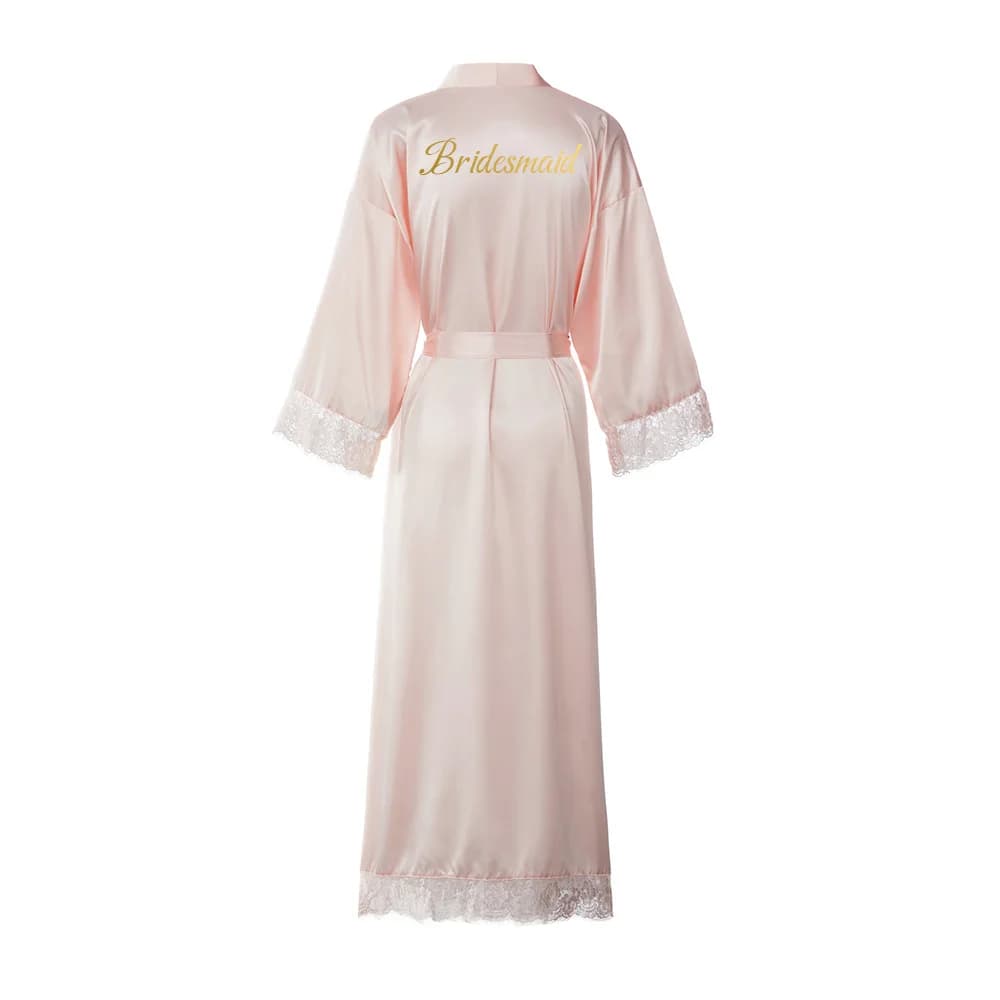nuova sposa damigella d'onore abito in pizzo con lettere dorate madre sorella della sposa regalo di nozze accappatoio kimono abiti in raso