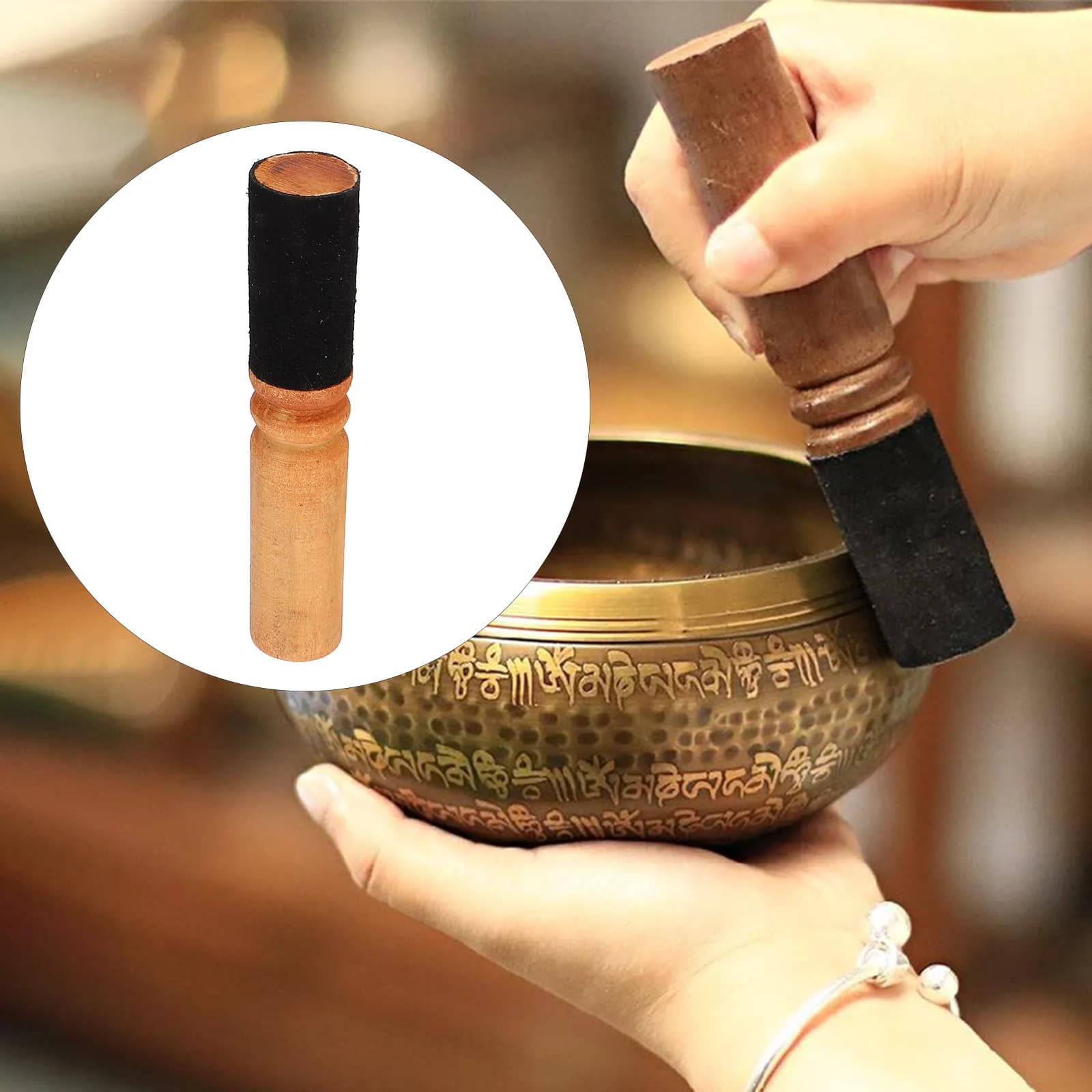 Wood Singing Bowl Mallet PU Stick Lightweight Sound Bowl Accessory Perfect for Meditation Yoga and