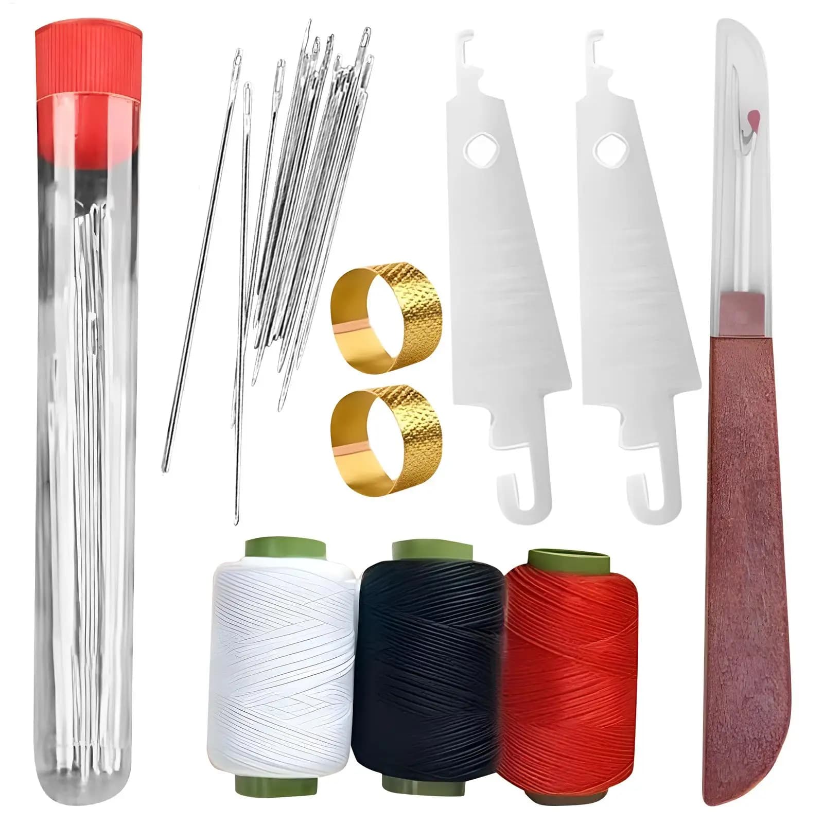 37 pezzi set di aghi per cucire aghi per occhi grandi con filo abbigliamento cucito ricamo manuale kit di aghi incrociati strumenti fai da te per la casa