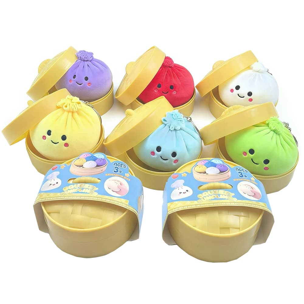 Nuovo Squishy Peluche a Forma di Raviolo, Antistress Sensoriale, Giocattolo Fidget, Simulazione Cibo, Squishy a Forma di Panino con Vapore, Palla di Pasta Spremibile, Regalo