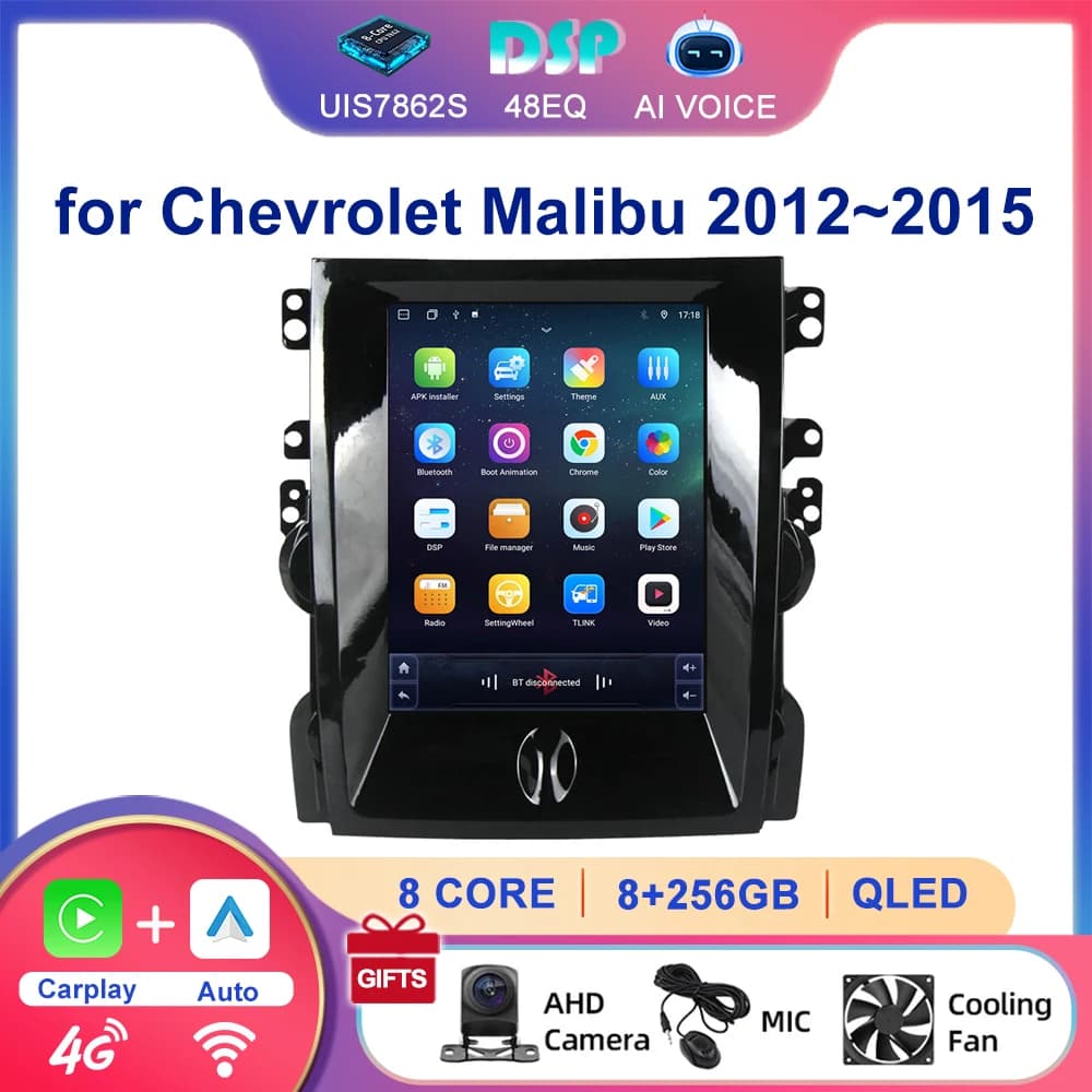 Android 13 8 Core 256GB QLED 4G Car Navigation Touch Screen 9.7'' Carplay Stereo Multimedia for Chevrolet Malibu 2012~2015
