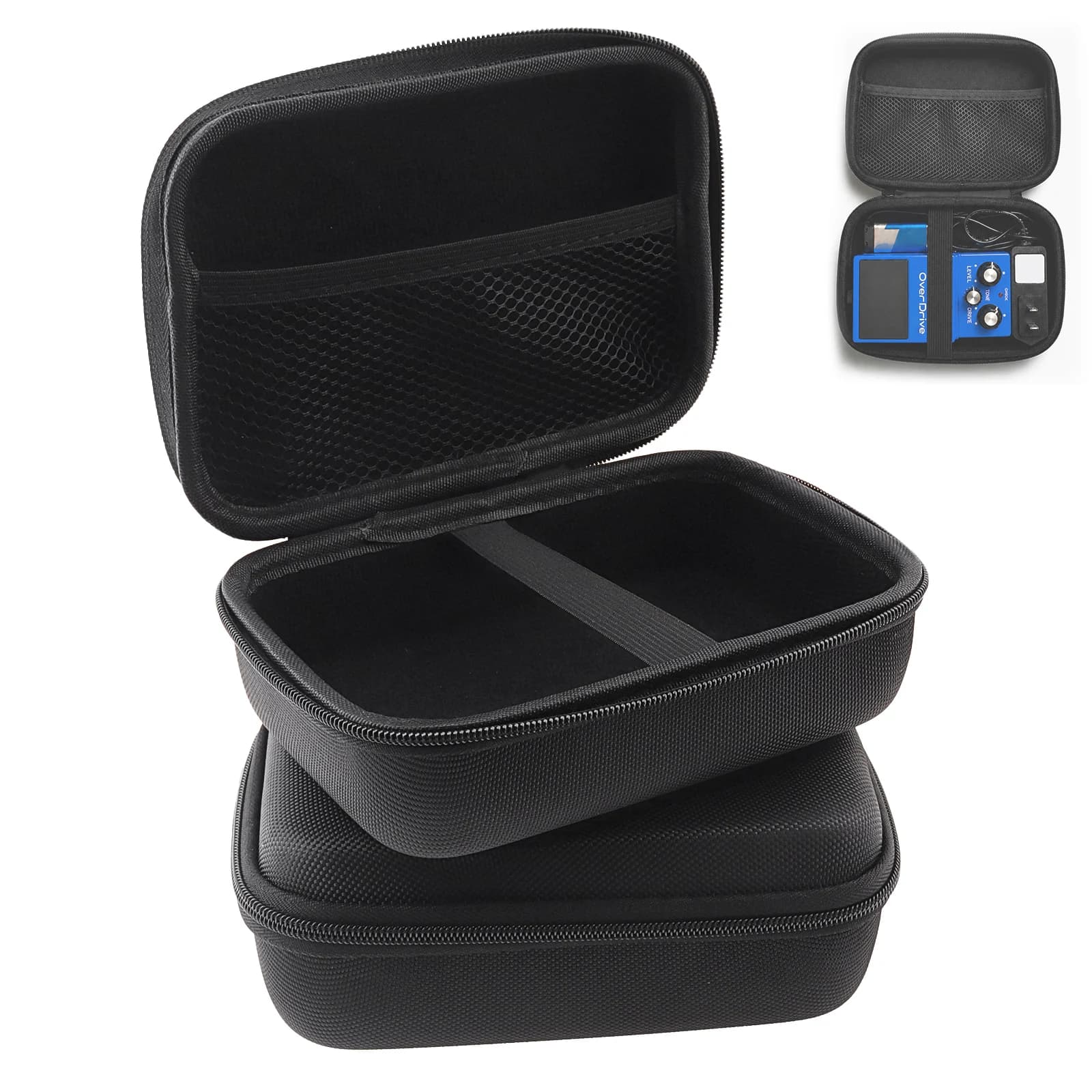 2 Pack EVA Hard Cases for Guitar Effects Pedals, Cables, Adapters and Headphones 15.5 x 10.4 x 5.9cm Compact Travel Storage Box
