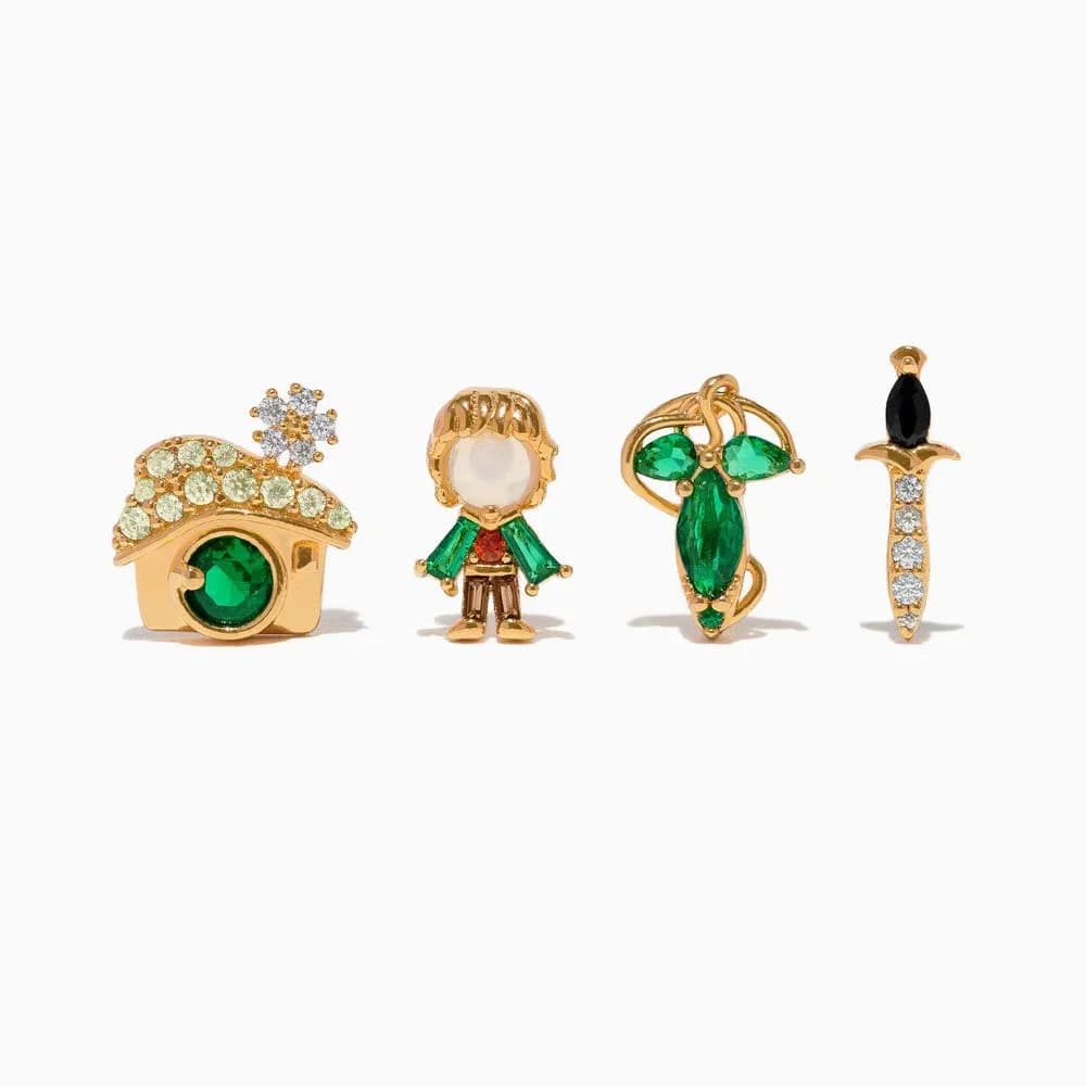 Bellissimi orecchini a bottone a forma di cartone animato per donna, regalo di gioielli con zirconi colorati placcati in oro