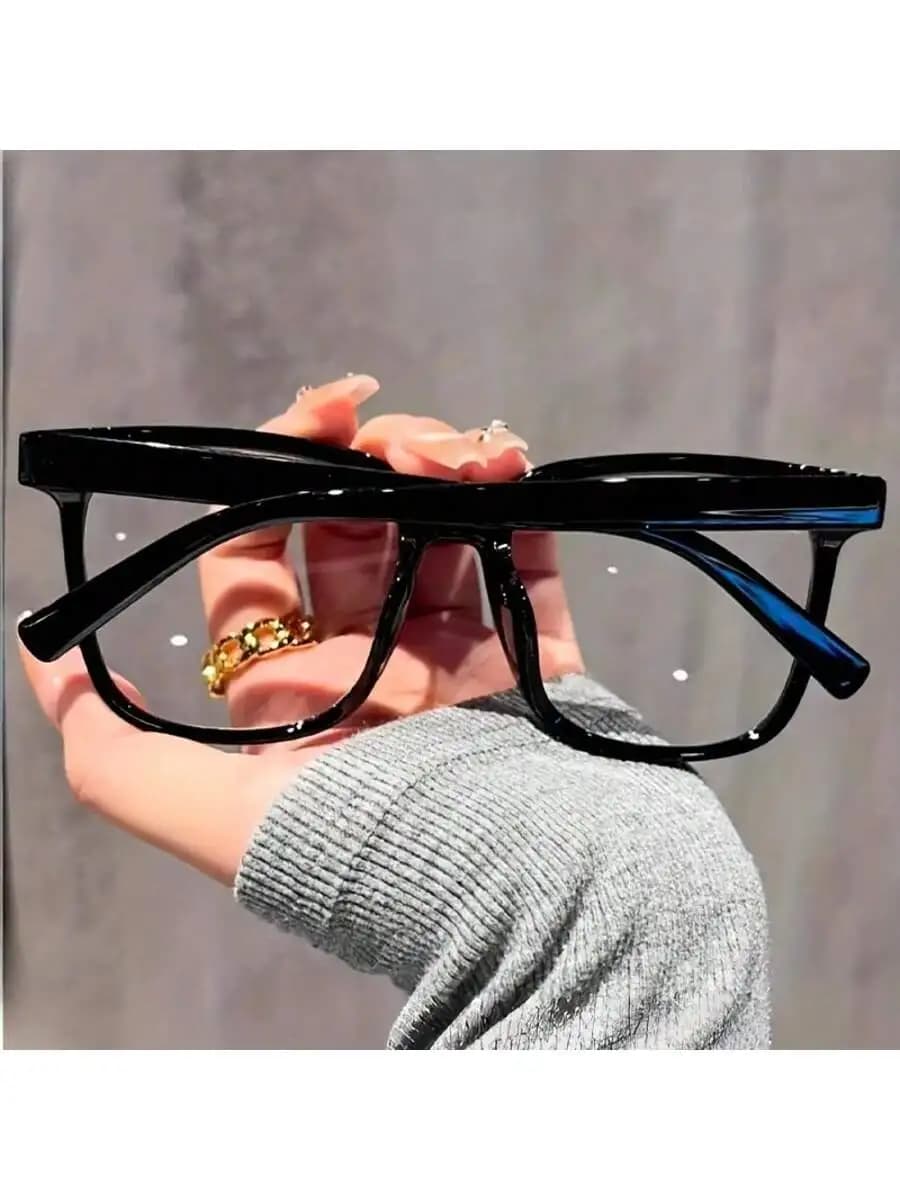1 paio di occhiali unisex con montatura nera trasparente, occhiali contemporanei in stile campus che modellano il contorno del viso per uomini e donne