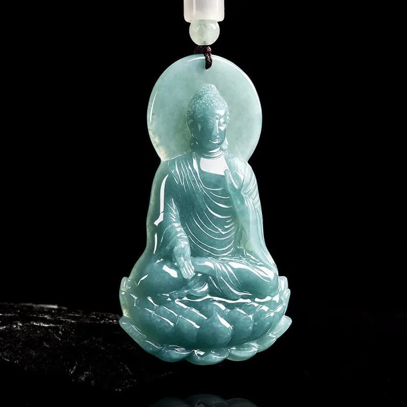 Natural Burmese Jadeite Buddha Pendant Necklace Fashion Real Jade Gemstone Jewelry Luxury Talismans Accessories Gifts for Women