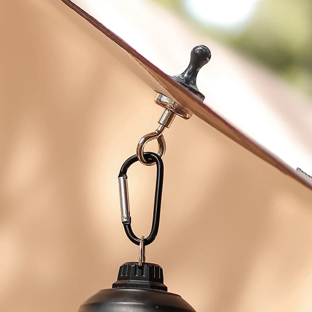 Ganci Magnetici per Tende da Campeggio con Moschettone, Clip Magnetiche Resistenti per Tende e Luci con Gancio Girevole