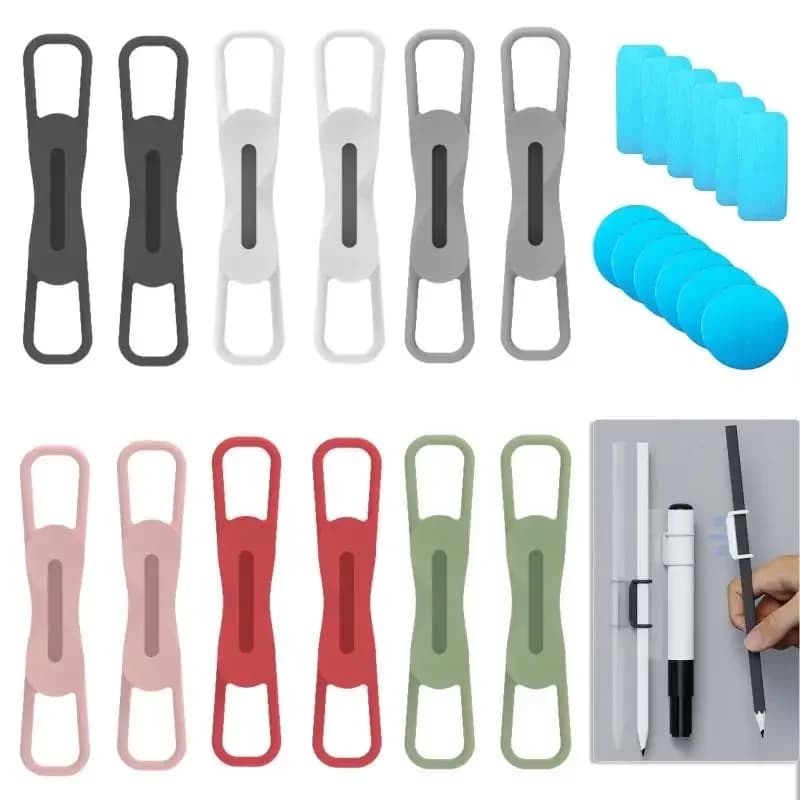 Adjustable 2/3/6Pcs Magnetic Multifunction Silicone Pen Stand Tablet Fixed Touch Pen Clips For Office Accessories Organizer