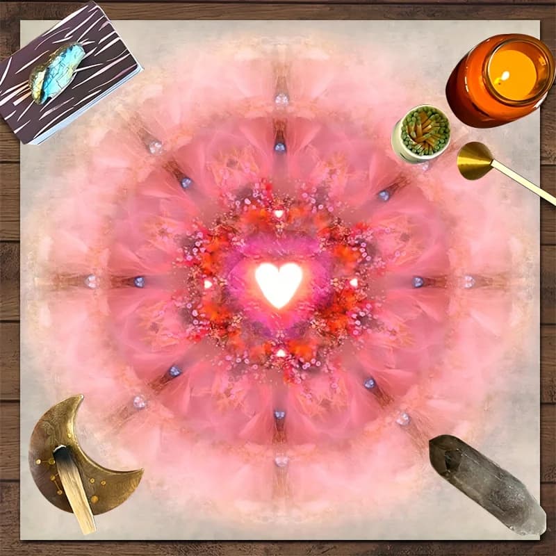 1PC Cuore Mandala Simmetrico Floreale Tarocchi Tovaglia Mistica Astrologia Tarocchi Carta di Design Caldo Rosa Oro Quadrato Tarocchi Zerbino Altare