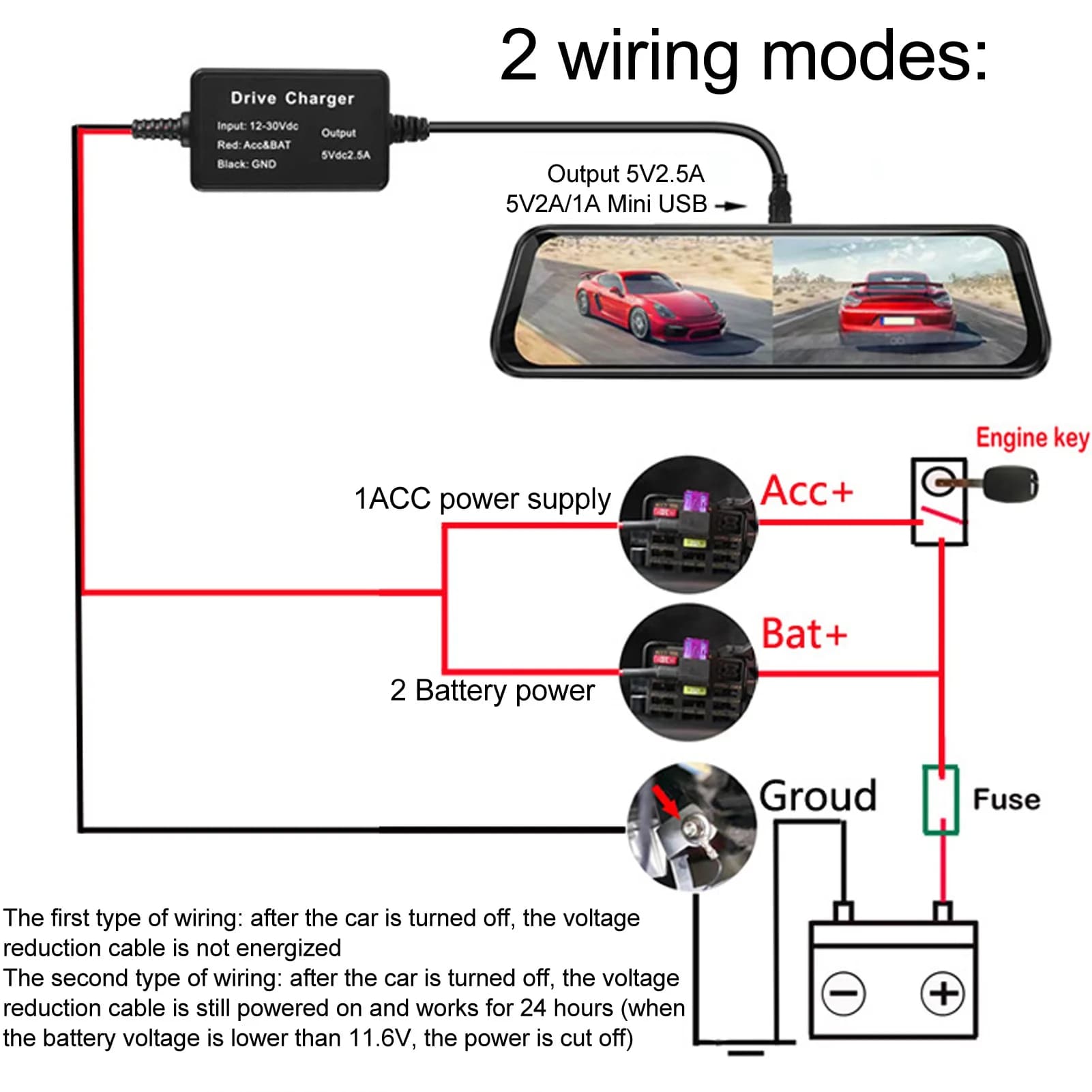 Dash Cam Kit Hardwire Mini/Micro/Type c Kit USB Adapter Camera dashboard Kit rigid wire camera dashboard for car Kit rigid Cam cable mirror