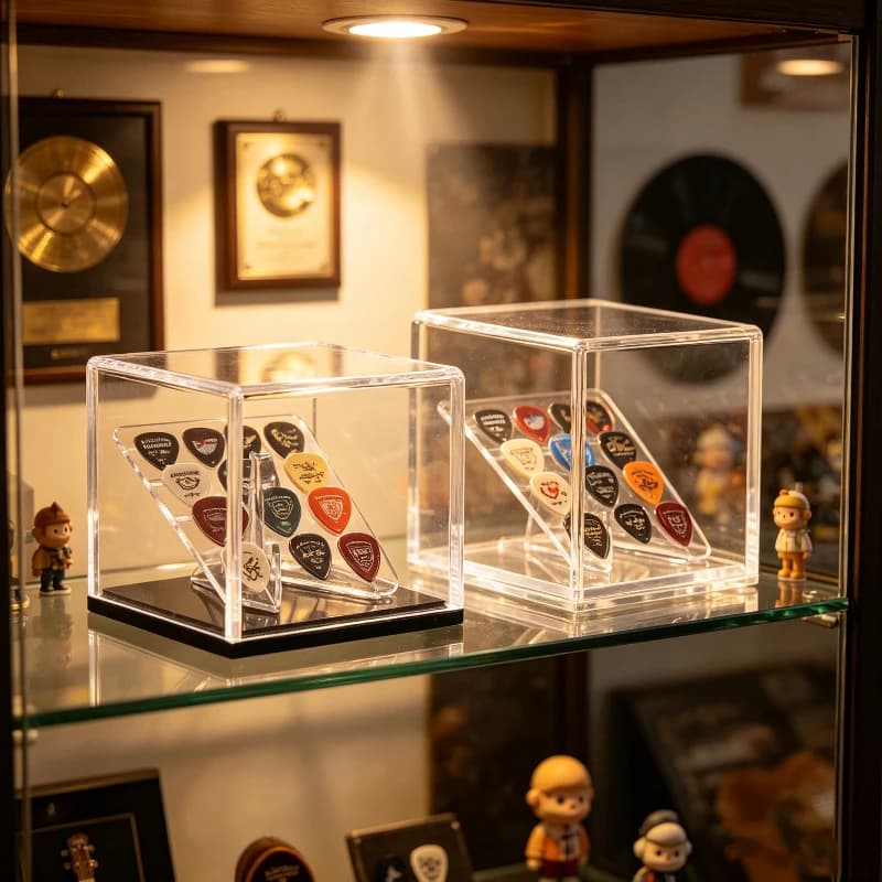 Transparent Acrylic Guitar Pick Display Box With Stand Collectible Storage Case Guitar Accessories Pick Holder Rack