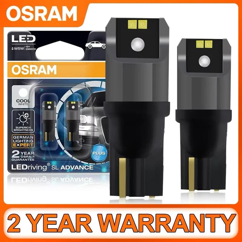 OSRAM LED T10 6000K W5W 194 LEDriving SL Advance 6000K Bianco Lampadine da lettura per auto Lampade per porte Luce interna 12V 1.5W 2980CW, Coppia