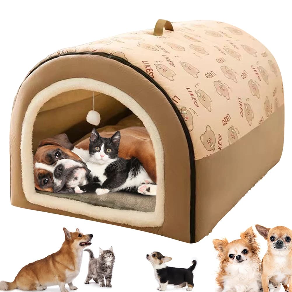 Cuccia per Cani e Gatti Staccabile, Lavabile, Grande, Comoda per l'Inverno, a Forma di Castello, Accessori per Animali Domestici
