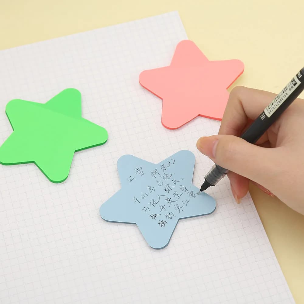 Note adesive trasparenti Semplice e carino Stella a cinque punte Conto a mano Quaderno autoadesivo Carta per appunti a colori