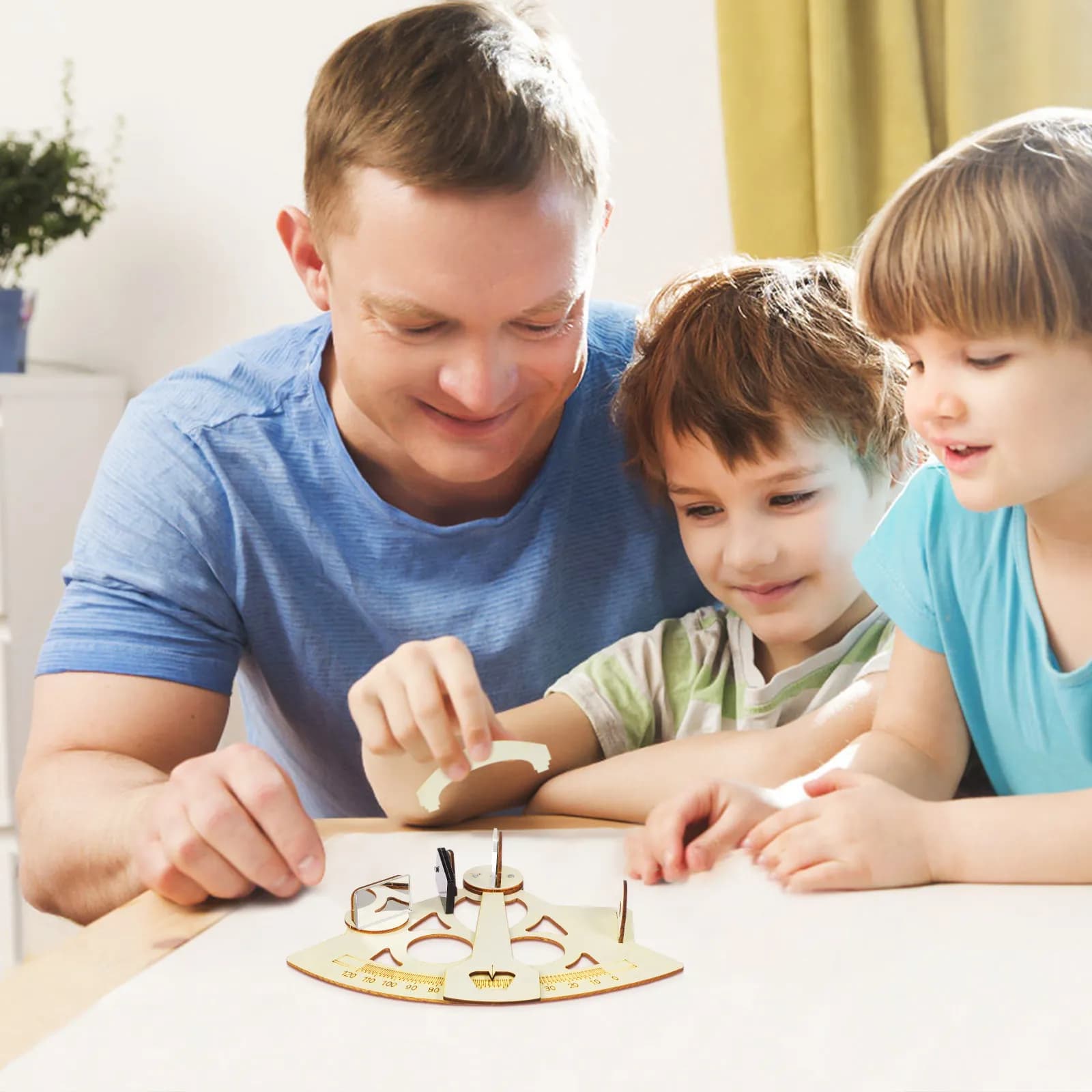 Set di 1 Sextant Nautico Fai-da-Te, Puzzle Educativo Scientifico, Kit di Montaggio in Legno Fatto a Mano per Bambini, Giocattolo Educativo