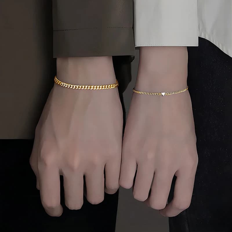 2 braccialetti semplici ed eleganti per coppia, unisex, con cuore, accessori gioiello, regalo di San Valentino.