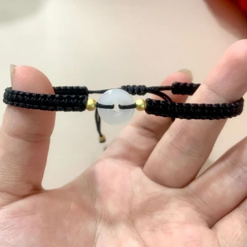 Braccialetto di Sicurezza in Calcedonio Peace Joy, Bracciale Regolabile con Sistema Forestale, Regalo Semplice per Fidanzata
