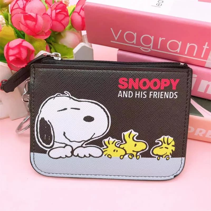 Kawaii Snoopy Card Holder Cartoon Pu Card Holder Student Meal Card Access Control Certificate Holder Backpack Pendant Gift