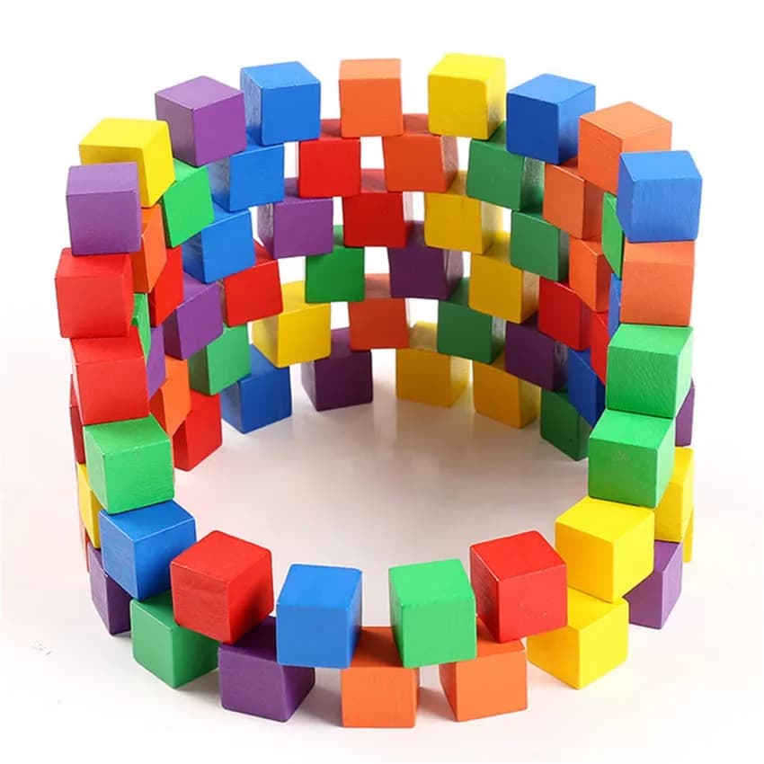 30 pz/set 2*2*2cm cubo di legno colorato blocchi di costruzione quadrati giocattolo dadi gioco da tavolo giocattoli educativi per bambini pila mattoni da gioco alti