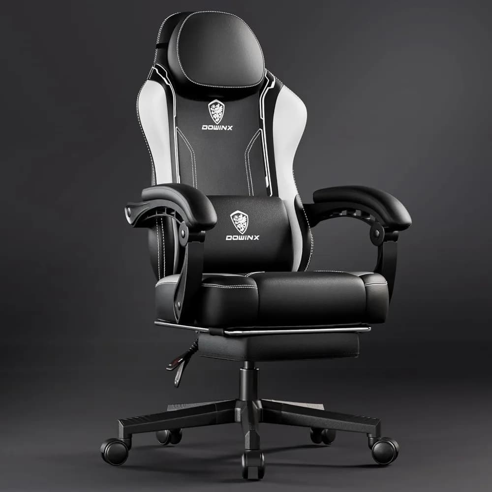 Sedia da gaming Dowinx con cuscino a molle insacchettate per adulti, sedia ergonomica per computer con poggiapiedi e supporto lombare per massaggi, Hi