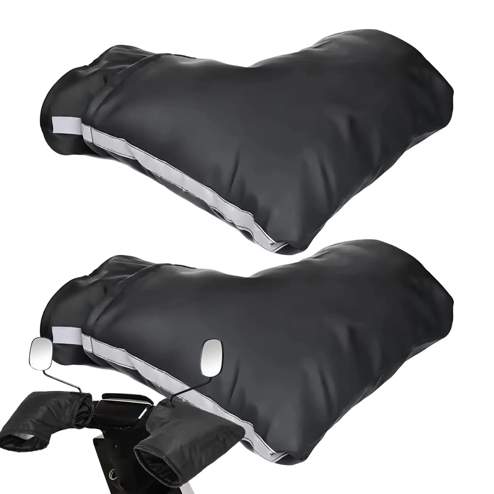 Guanti da manubrio per moto Guanti da manubrio per bicicletta caldi Manicotti da manubrio per scooter in velluto ispessito in pelle invernale impermeabili
