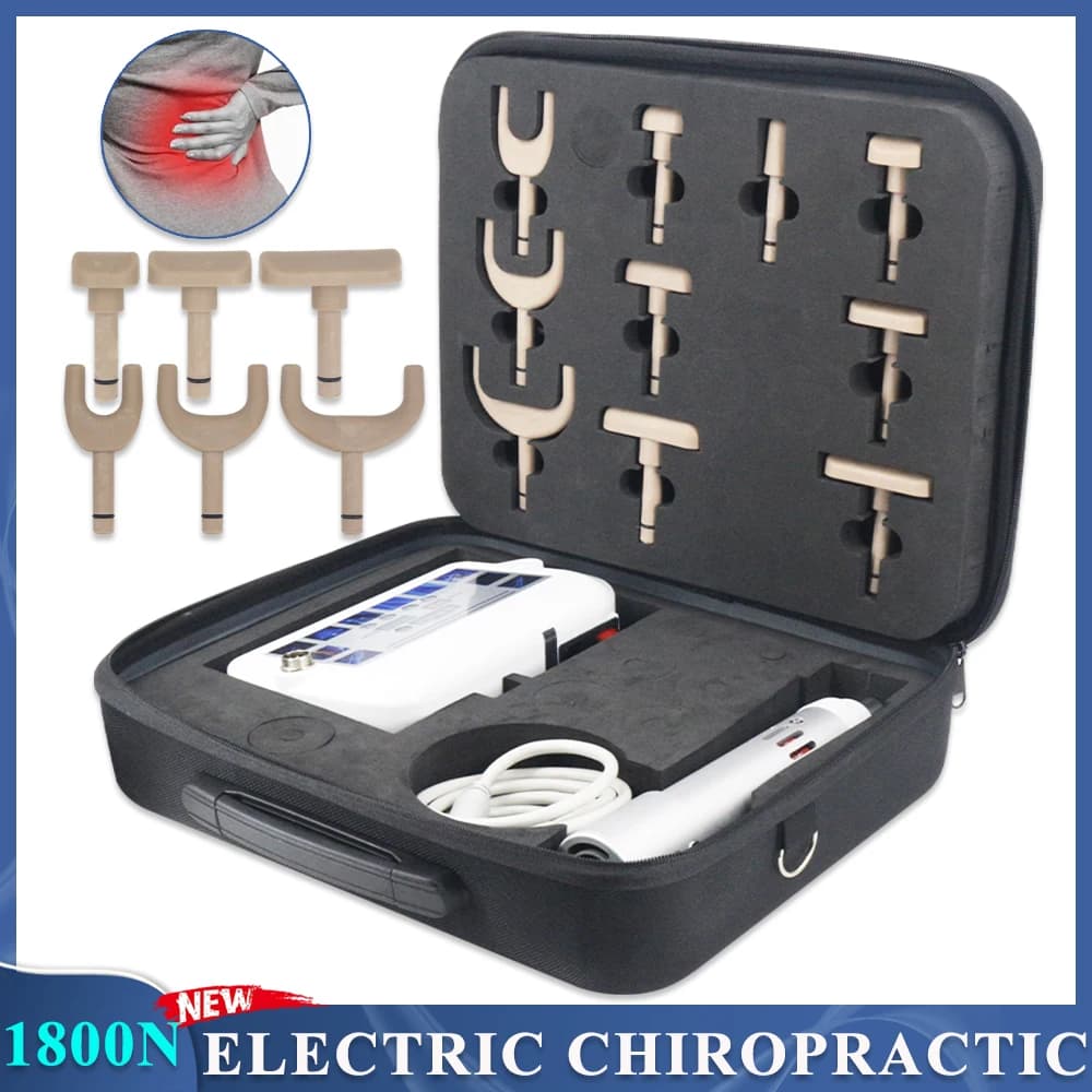 Professional Electric Chiropractic Gun 1800N 10Heads Chiropractic Adjustable Tool Pulse Cervical Lumbar Relaxation Massager New