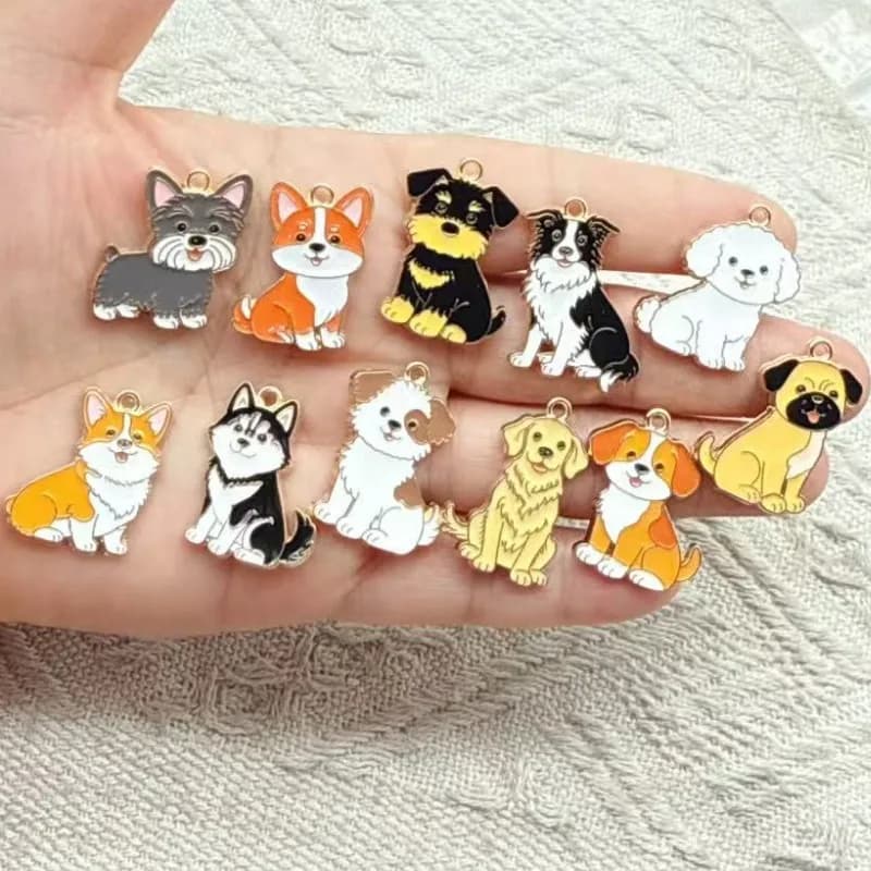10pcs Cartoon Pet Puppy Dog Alloy MetalCharm for Jewelry Making Necklace Bracelet Earring Keychain Pendant Diy Accessories