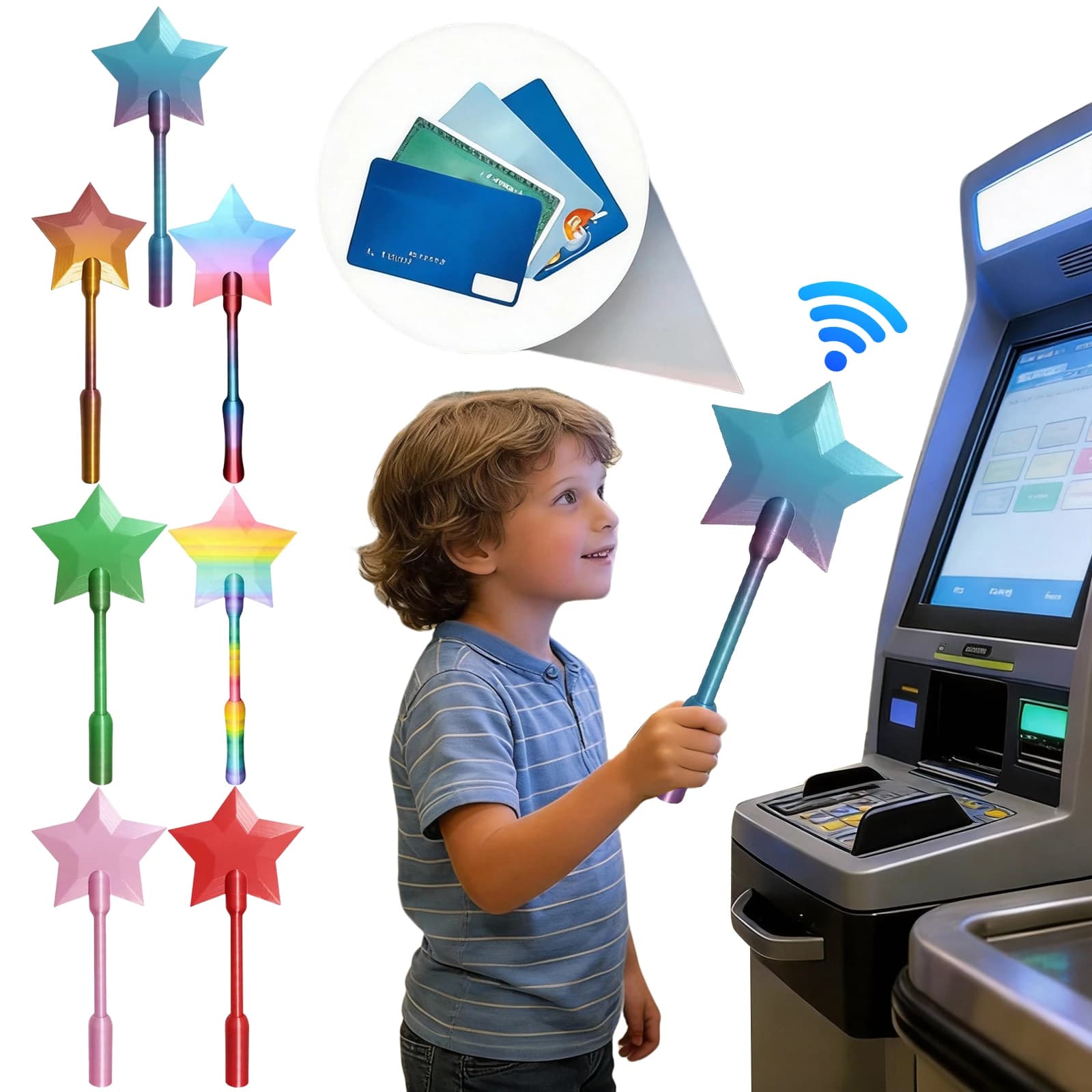 2026 Hot Payment Wand 3D Printed Tap to Pay Card Holder Star Magic Credit Card Wand Magical Contactless Payment Card Holder Gift