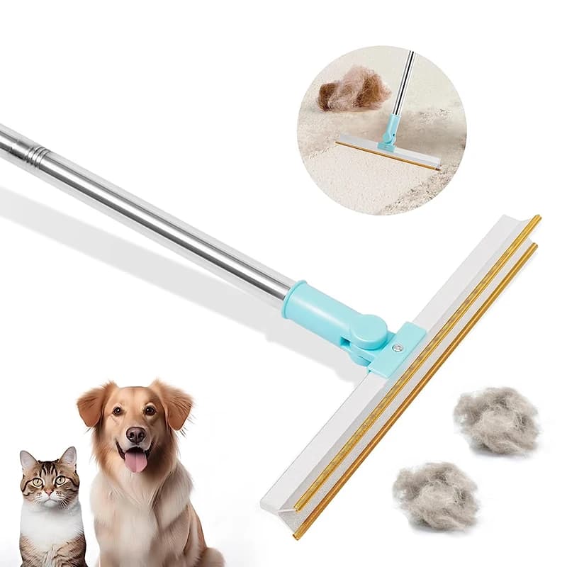 Rimozione dei peli di animali domestici rastrello per tappeti manico lungo regolabile scopa per capelli di cane di gatto raschietto per tappeti e spazzola per rimuovere la lanugine di pelliccia riutilizzabile