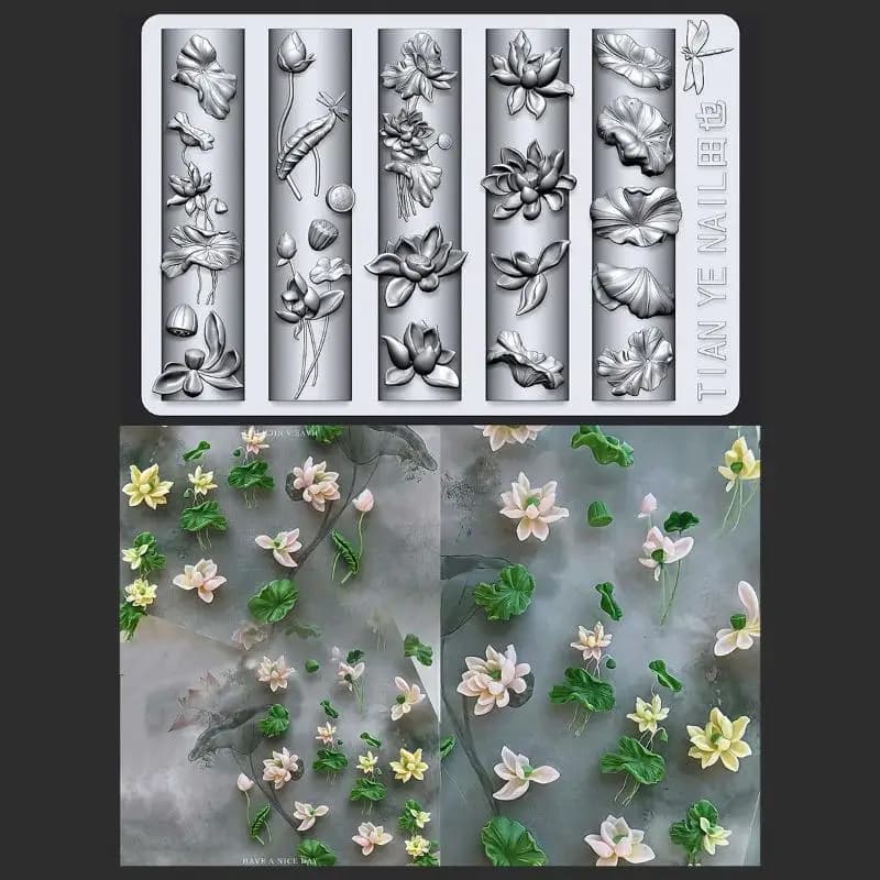 Flower Series 3D Curved Nail Print Valley Lily Lotus Flower Make yourself Models for Highly Transparent Nails Print Nail Art Decorations
