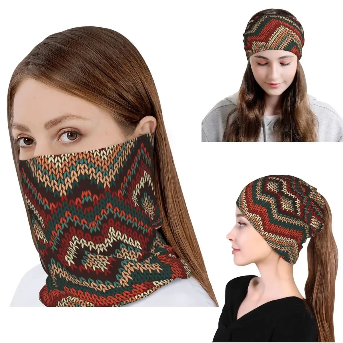 Amazigh Foutha Kabyle Mediterranean Berber Jewel Bandana Neck Gaiter Wrap Scarf Headband Beanies Hat for Men Women Adult