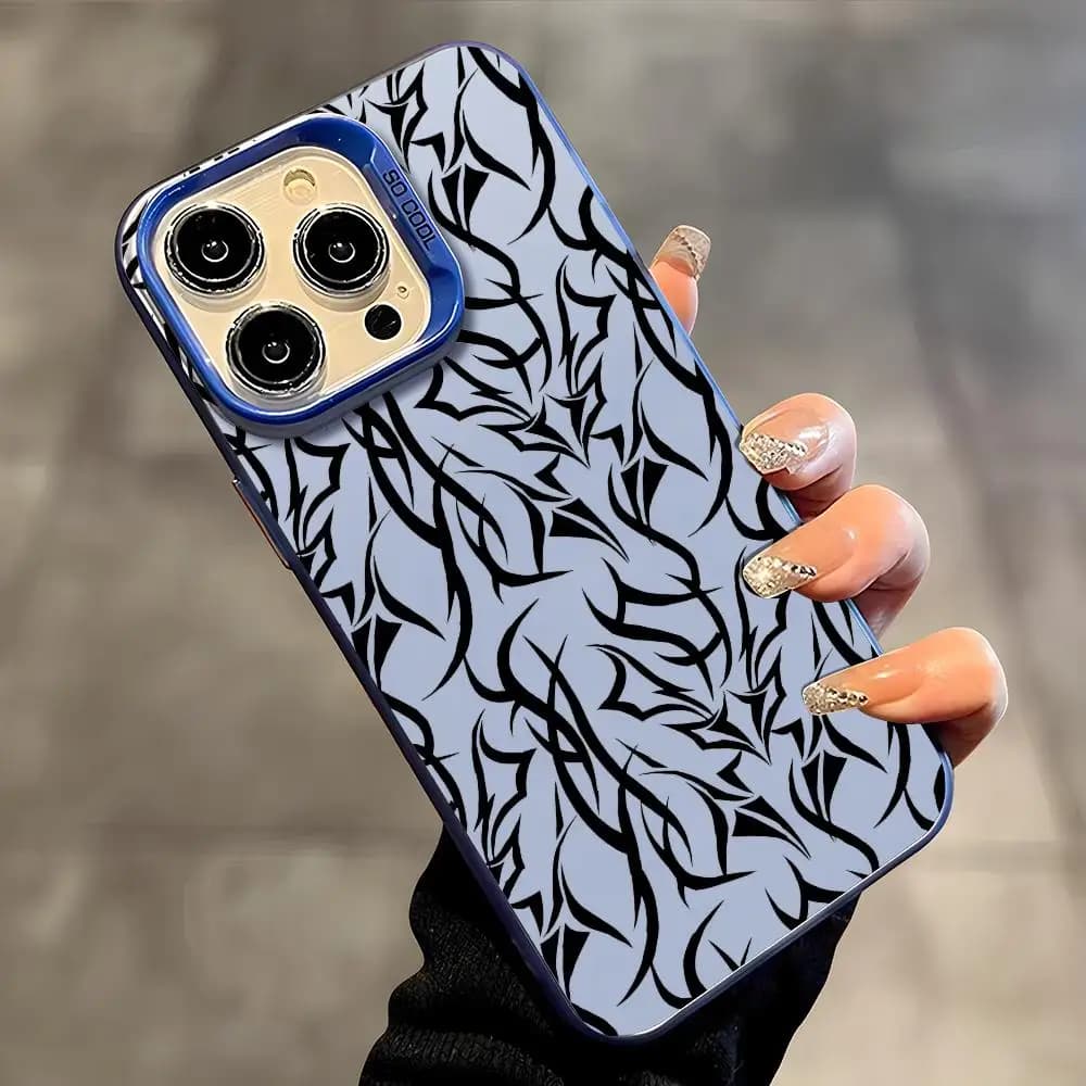 Art Clot Thorns Phone Case For IPhone 17 16 15 14 13 12 11 Pro Max Air Matte Laser Aurora Shockproof Phone Case