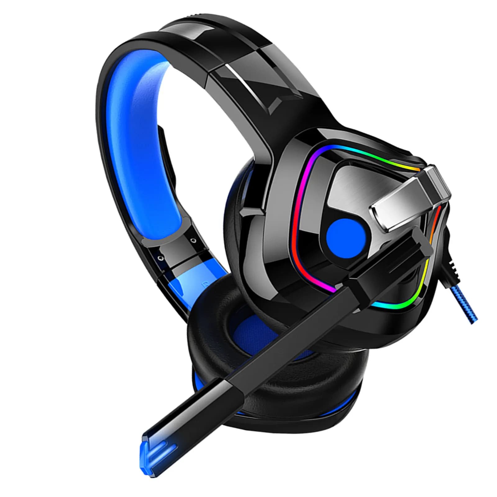 Cuffie da Gaming Professionali con Driver da 50mm, Audio Surround 4D, Illuminazione RGB, Rotazione a 90 Gradi, Cancellazione del Rumore