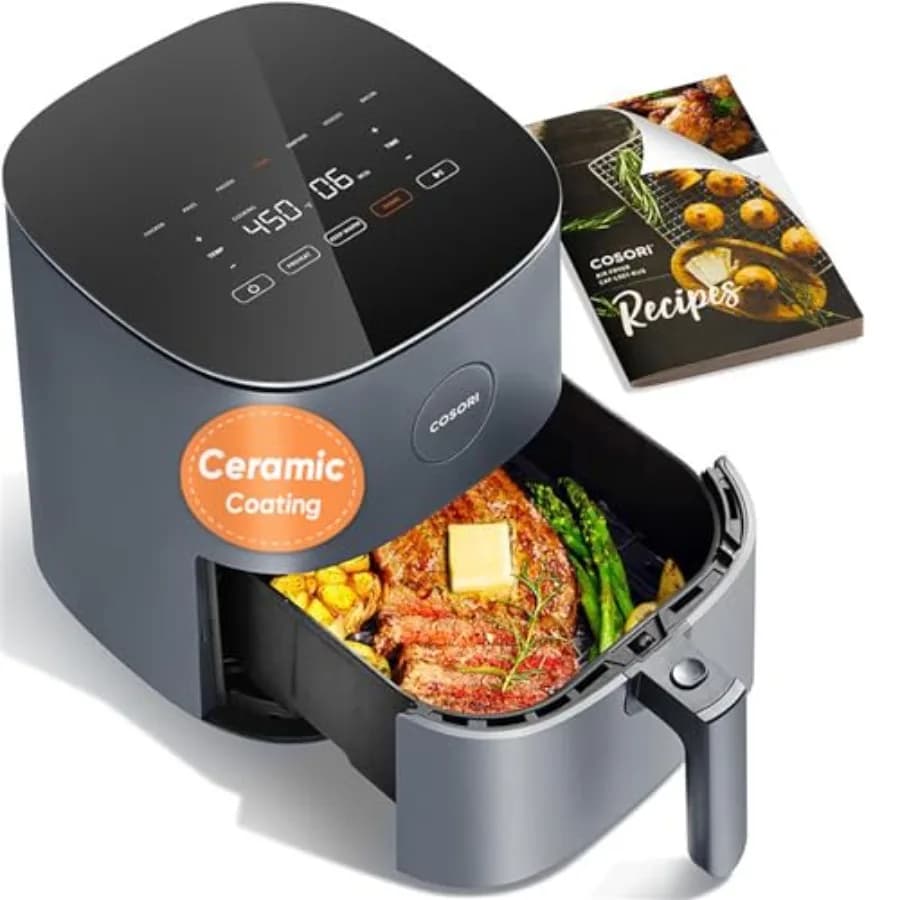 Air Fryer Pro LE 5 Qt, 9-in-1, Ceramic Coating, Shake Reminder, 7 presets with Reheat, Keep Warm, Max 450°F, 85% Less Oil, Touc