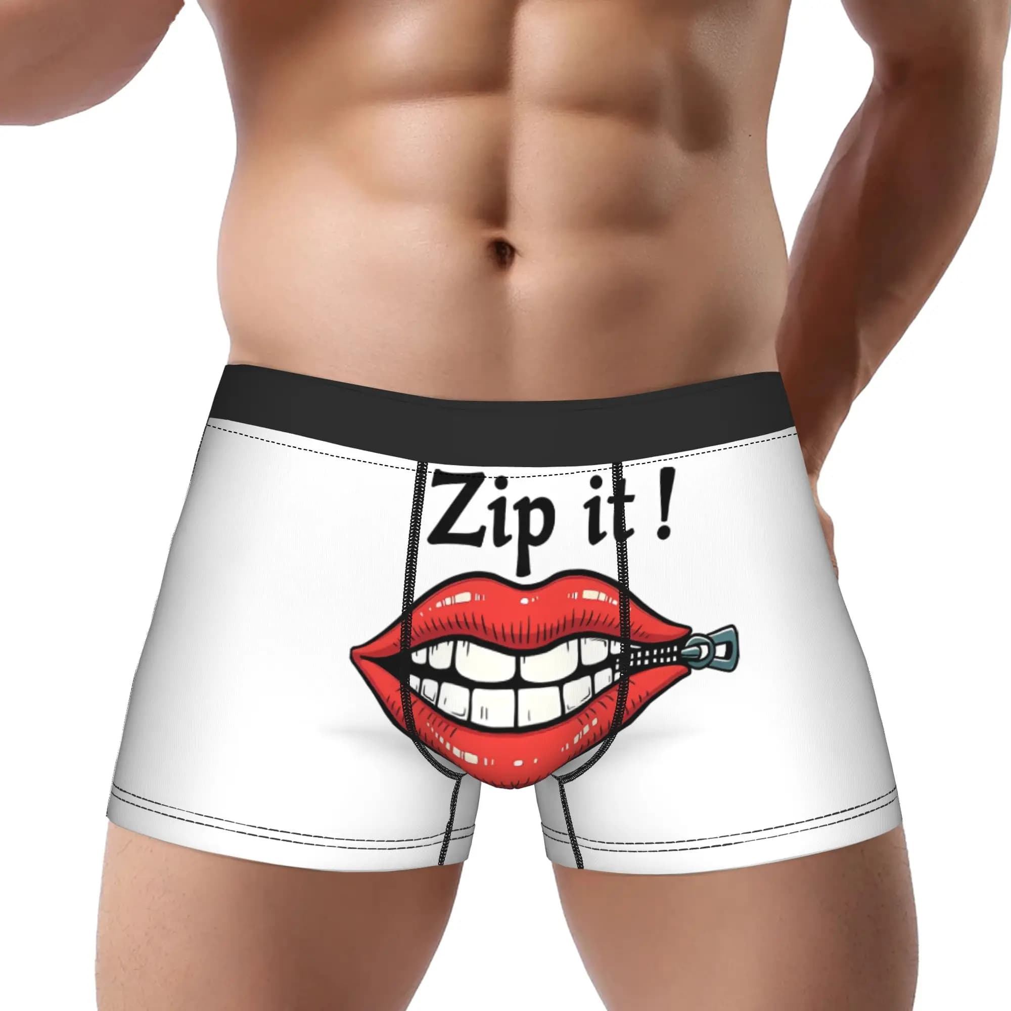 Zip It Lips Tappetino da bagno con cerniera, Mutande traspiranti, Mutande da uomo, Pantaloncini ventilati, Boxer