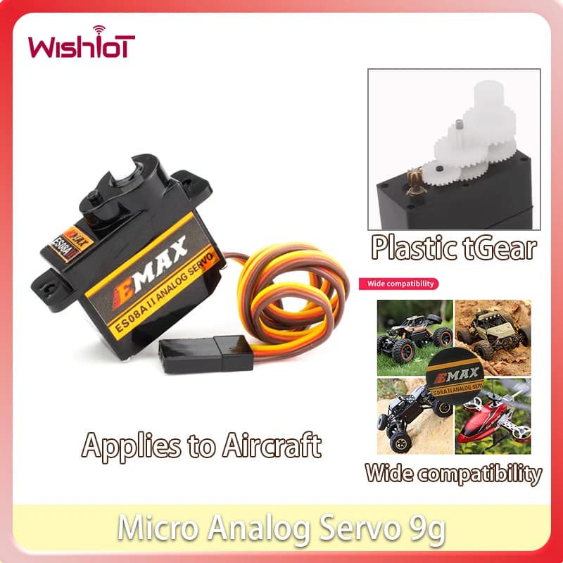 9g Micro Servo Analogico ES08A Ingranaggio di Plastica Aggiornato 4.8V-6.0V per FAI DA TE RC Droni Aereo Modello di Aereo Giocattoli Servos Accessori
