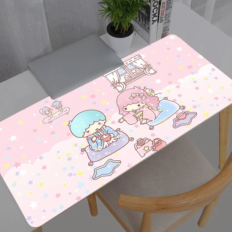 Tappetino per mouse Anime Sanrio Little Twin Stars Accessori da gioco Tappetino grande per tastiera PC da gioco Tappetino per mouse