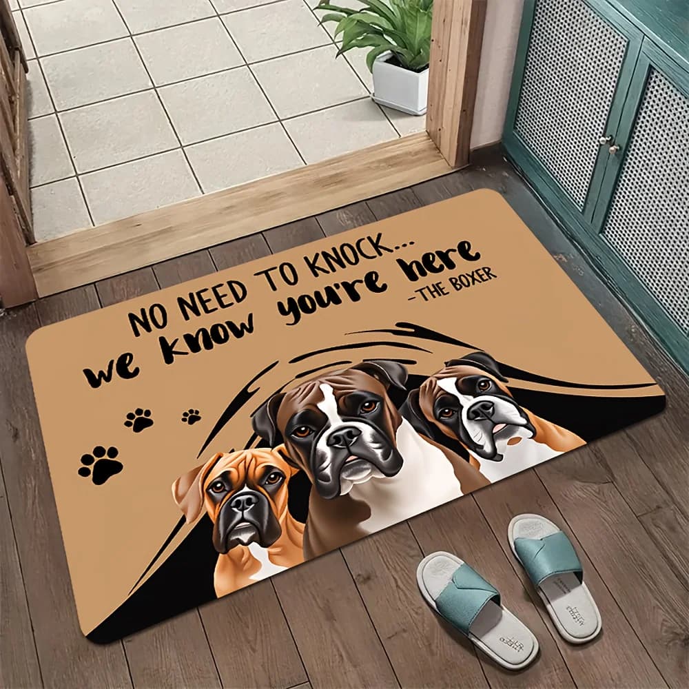 Funny Dog Lover Doormat Boxer Puppy Pet Entrance Mat Welcome Sign for Home Door Rug Gift Decor Idea
