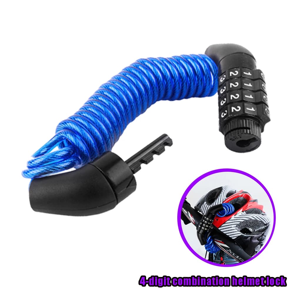 Motorcycle Lock 4 Digit Combination Code Steel Cable Security Code Bicycle Bike Helmet Lock Portable Cable Backpack Lock