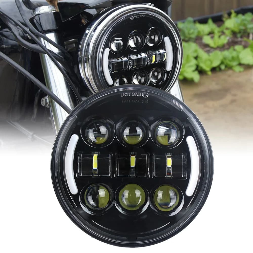 45W 5.75 Inch Motorcycle Headlight LED Round Head Light Lamp High Low Projector With DRL Turn Signal Light-A99D