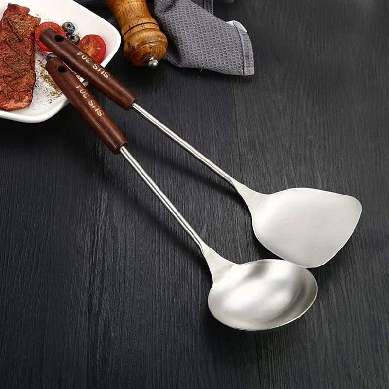 Set di Utensili da Cucina: Spatola per Wok, Paletta in Ferro e Set di Utensili in Acciaio Inox per Cucinare, Accessori da Cucina