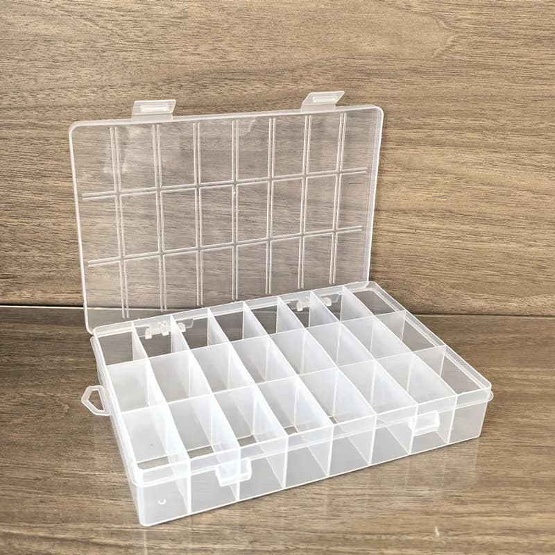 Scatola di Stoccaggio Portatile in Plastica Trasparente con 24 Scomparti, Organizzatore Multifunzionale per Gioielli, Perline, Piccoli Oggetti, Uso Domestico. Resistente.