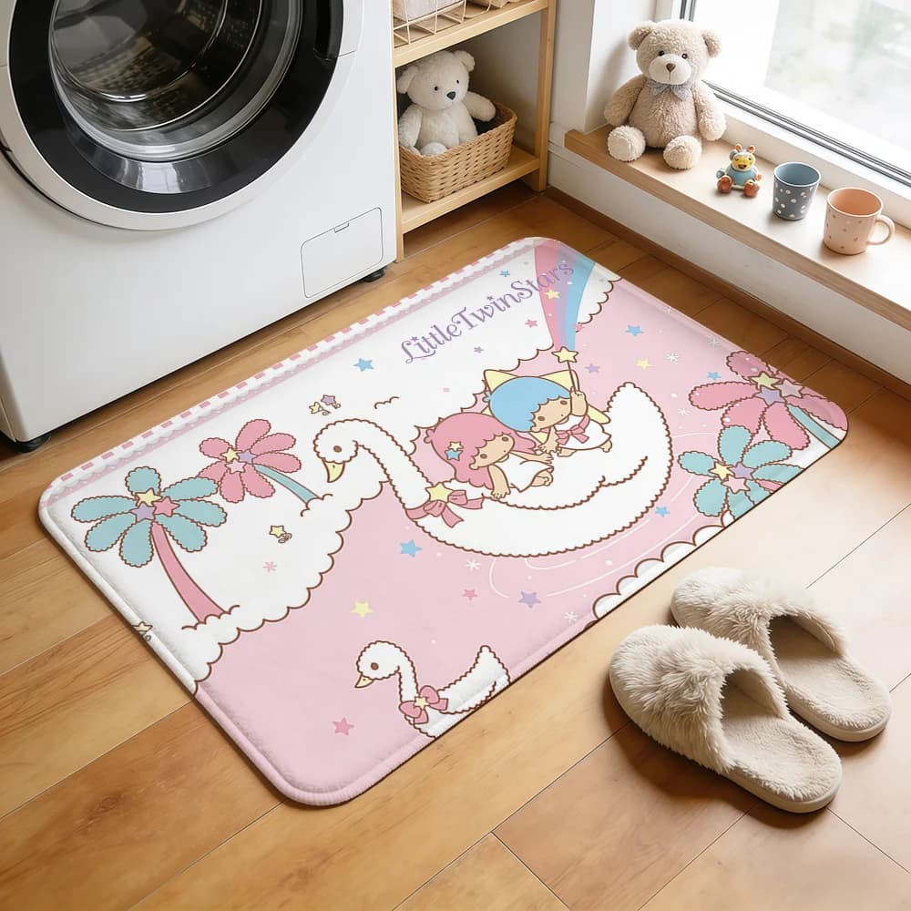 Tappeto kawaii l-Little Twin Stars per la casa, tappetino da cucina, tappetino da bagno, tappeto per corridoio, balcone, tappeto d'ingresso, decorazione per la casa