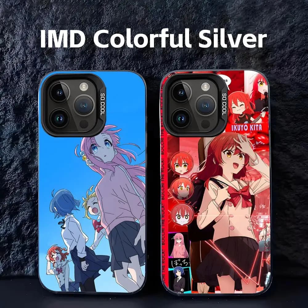Anime Cool Bocchi the rock Phone Case IMD Colorful Silver Suitable soft case for iPhone 17 16 15 14 13 12 11 Pro Max