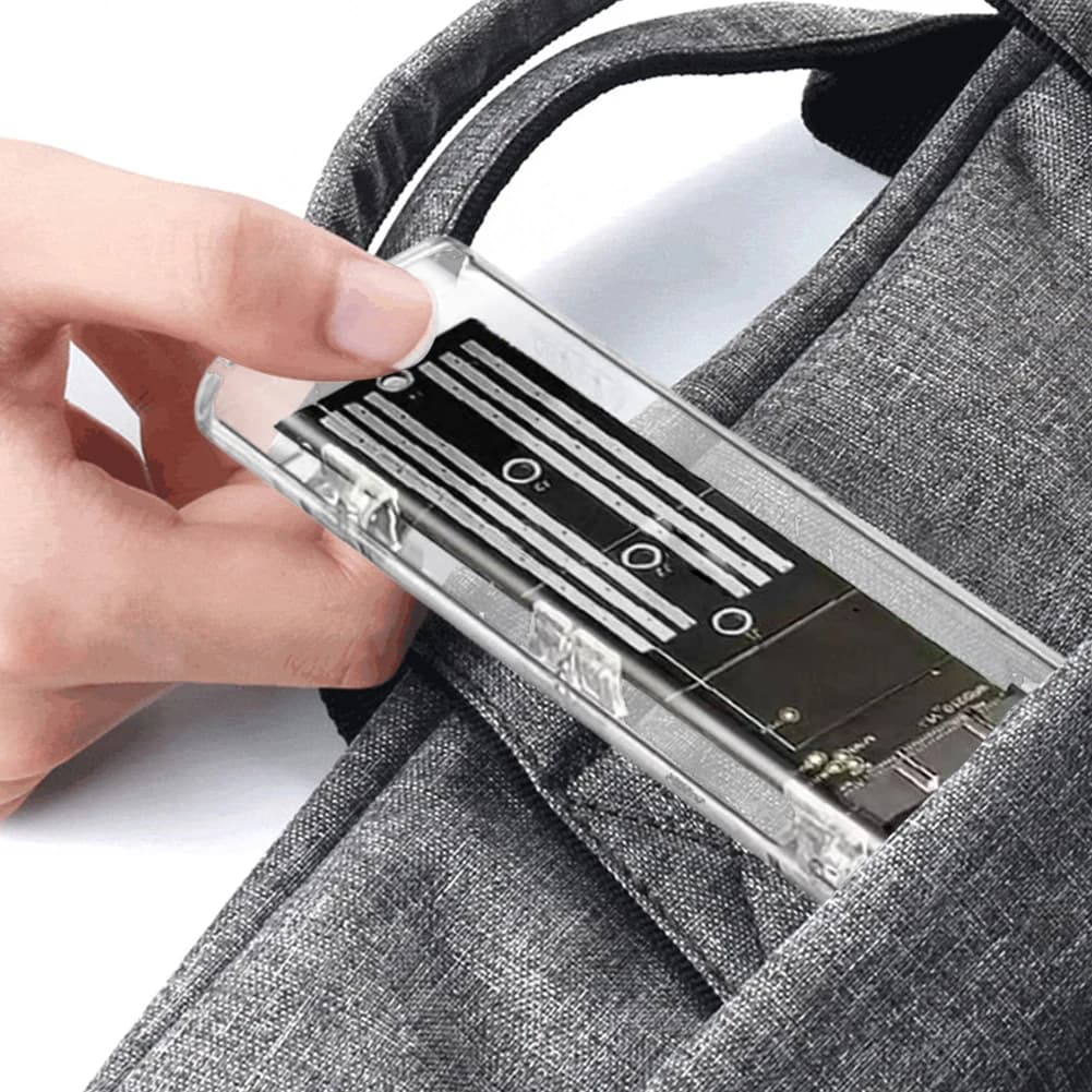 M.2 NGFF SATA Type C 3.1 Transparent External SSD Case 10Gbps SSD Enclosure External SSD Adapter for 2230 2242 2260 2280