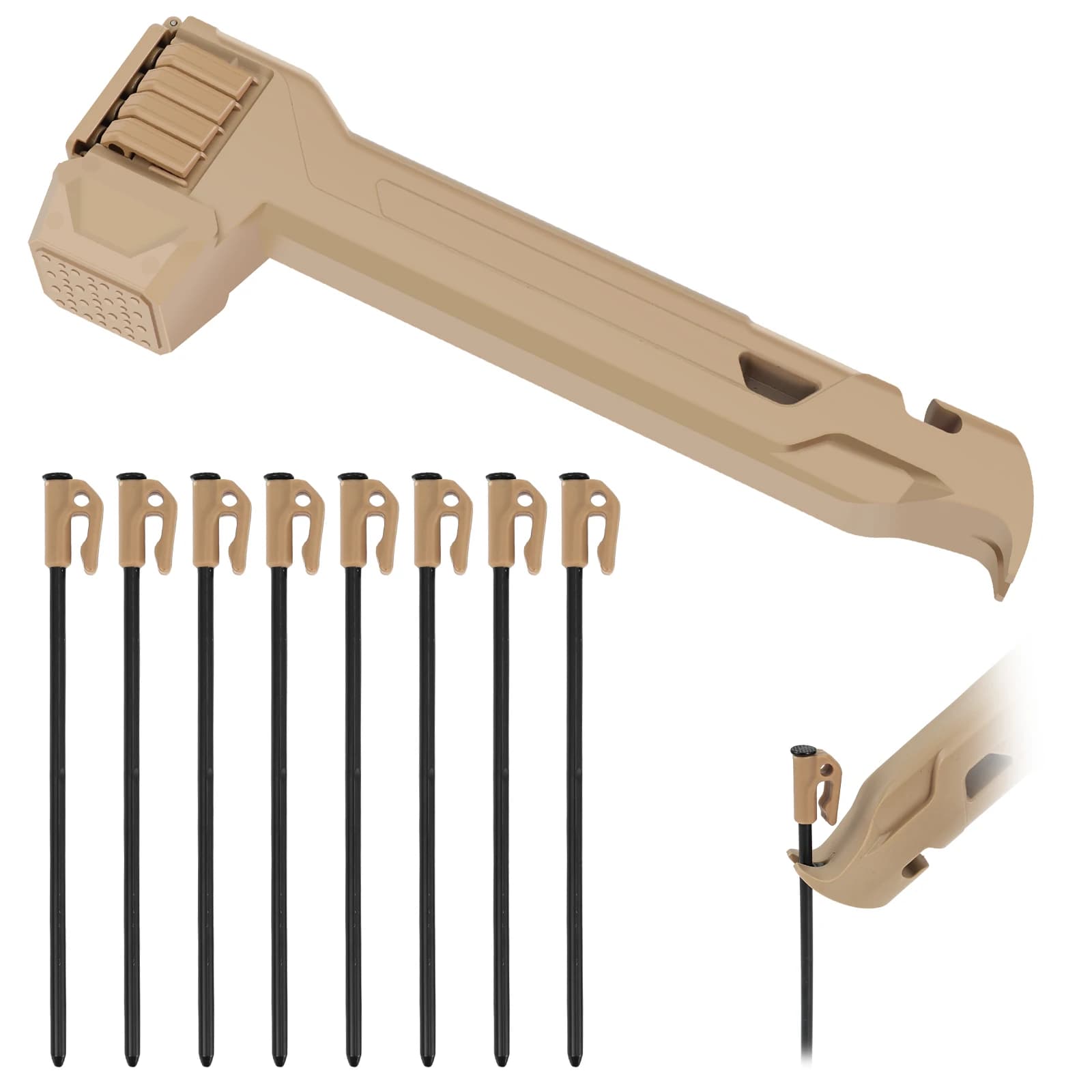 Camping Hammer Multifunctional Tent Stake Hammer 3 In 1 Camping Hammer with 8 Pegs Camping Mallet Tent Stake Puller for Outdoor
